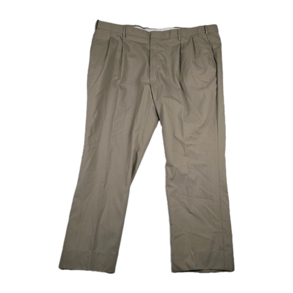Vintage Norm Thompson Mens 46‎ Tan Pleated Worsted Wool 2 Ply Dress Pants Mexico